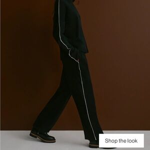 Varley brushed rib straight leg pant 28 inseam color black/snow white